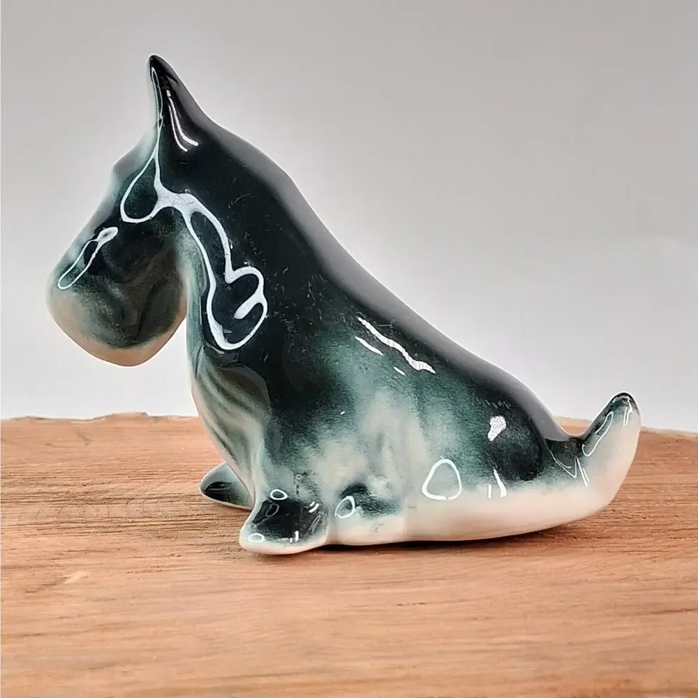 Vintage Scottish Terrier Yorkie Mixed Breed Figurine Figurine Small Blue Black